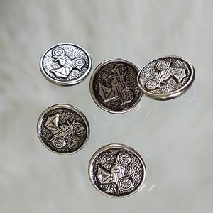 5 Vintage silver tone antique car buttons